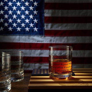 We The People American Flag Whiskey Glasses Political Rights Glassware Set Of 4 Hand Blown Old Fashi - Boutique Bella Bella