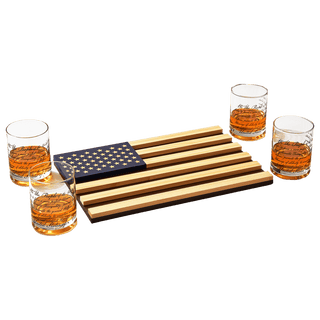 We The People American Flag Whiskey Glasses Political Rights Glassware Set Of 4 Hand Blown Old Fashi - Boutique Bella Bella