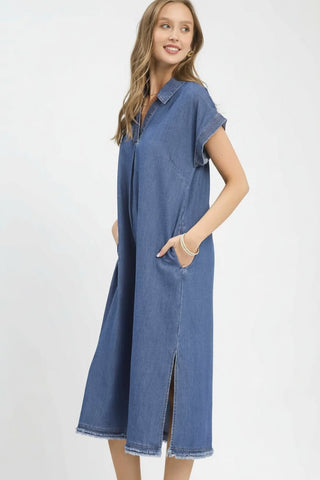 Weekend Wander Denim Midi Dress - Boutique Bella BellaDress