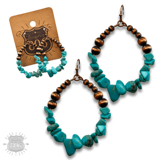 Western bead and stone chip teardrop earring - LC - Boutique Bella BellaEarrings