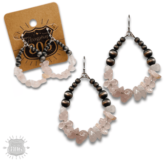 Western bead and stone chip teardrop earring - LC - Boutique Bella BellaEarrings