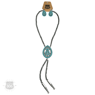Western bolo style burnished pearl necklace set - Boutique Bella BellaJewelry Set