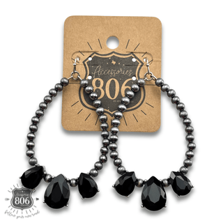 Western burnished bead and rhinestone teardrop earring - Boutique Bella BellaEarrings