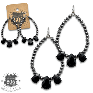Western burnished bead and rhinestone teardrop earring - Boutique Bella BellaEarrings