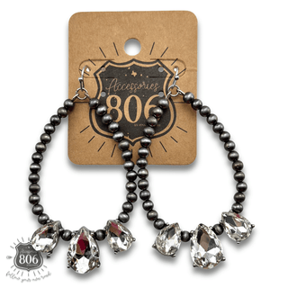 Western burnished bead and rhinestone teardrop earring - Boutique Bella BellaEarrings