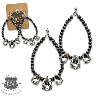 Western burnished bead and rhinestone teardrop earring - Boutique Bella BellaEarrings
