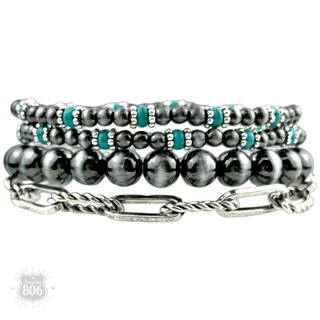 Western burnished pearl bead and chain bracelet set - Boutique Bella BellaBracelets