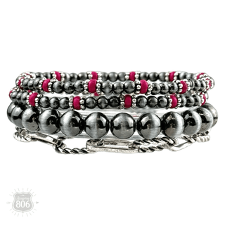 Western burnished pearl bead and chain bracelet set - Boutique Bella BellaBracelets
