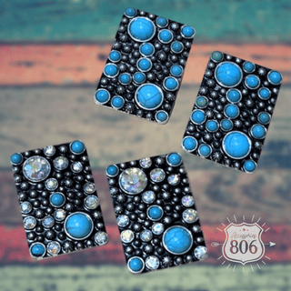 Western burnished rectangle earring - Boutique Bella BellaEarrings