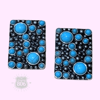 Western burnished rectangle earring - Boutique Bella BellaEarrings