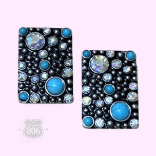 Western burnished rectangle earring - Boutique Bella BellaEarrings