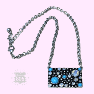 Western burnished rectangle necklace - Boutique Bella BellaNecklaces