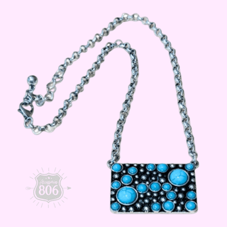 Western burnished rectangle necklace - Boutique Bella BellaNecklaces