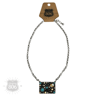 Western burnished rectangle necklace - Boutique Bella BellaNecklaces