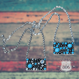 Western burnished rectangle necklace - Boutique Bella BellaNecklaces