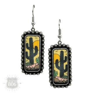 Western cactus scene earring - Boutique Bella BellaEarrings