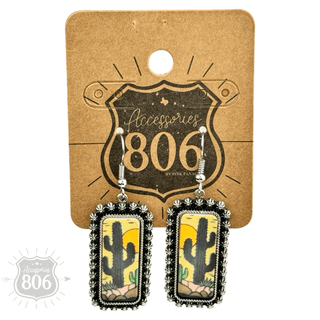 Western cactus scene earring - Boutique Bella BellaEarrings