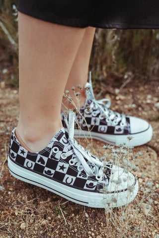 Western Checker Tennis Shoe - Boutique Bella BellaShoes