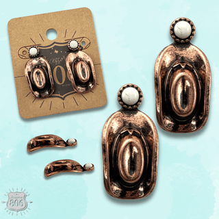 Western cowboy hat on stone post earring - Boutique Bella BellaEarrings