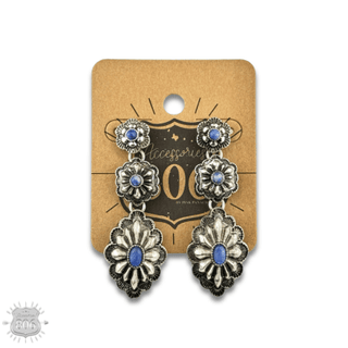 Western denim stone concho earring - Boutique Bella BellaEarrings