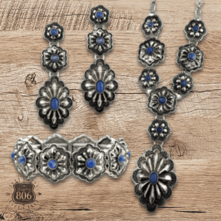 Western denim stone concho earring - Boutique Bella BellaEarrings