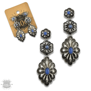 Western denim stone concho earring - Boutique Bella BellaEarrings
