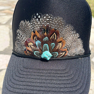 Western Feather Trucker Hat- - Boutique Bella Bellatrucker hat