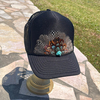 Western Feather Trucker Hat- - Boutique Bella Bellatrucker hat