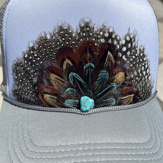 Western Feather Trucker Hat- - Boutique Bella Bellatrucker hat