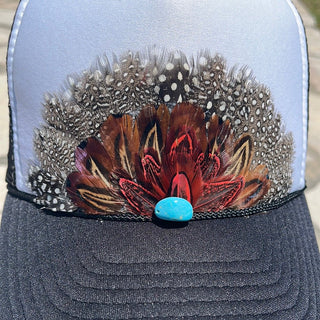 Western Feather Trucker Hat- - Boutique Bella Bellatrucker hat