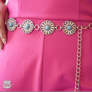 Western flower rhinestone concho link belt - Boutique Bella BellaBelts
