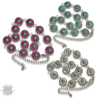 Western flower rhinestone concho link belt - Boutique Bella BellaBelts