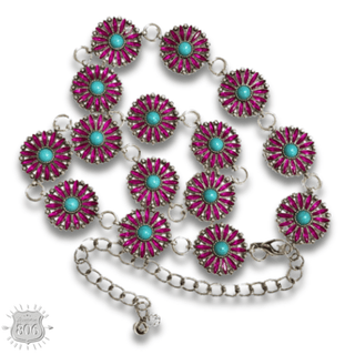 Western flower rhinestone concho link belt - Boutique Bella BellaBelts