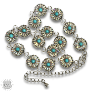 Western flower rhinestone concho link belt - Boutique Bella BellaBelts