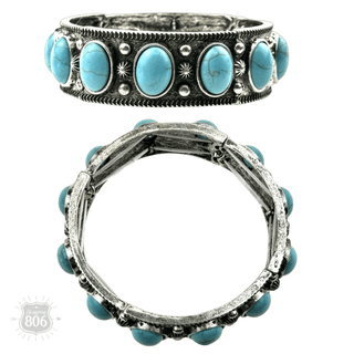 Western oval cabochon stretch bracelet - Boutique Bella BellaBracelets