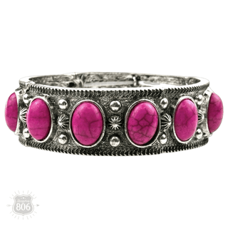 Western oval cabochon stretch bracelet - Boutique Bella BellaBracelets
