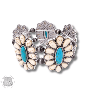 Western oval flower stretch bracelet - Boutique Bella BellaBracelets