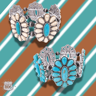 Western oval flower stretch bracelet - Boutique Bella BellaBracelets