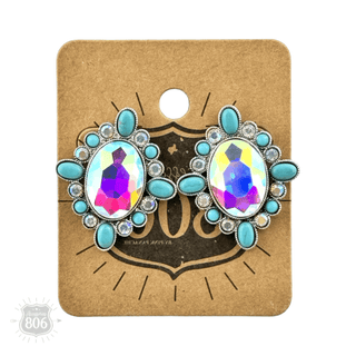 Western oval rhinestone post earring - Boutique Bella BellaEarrings
