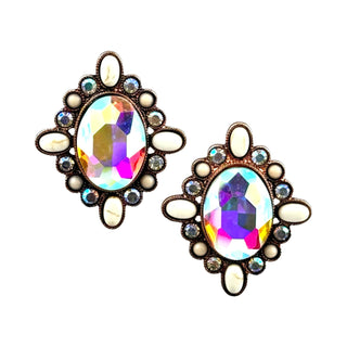 Western oval rhinestone post earring - Boutique Bella BellaEarrings