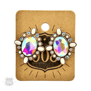 Western oval rhinestone post earring - Boutique Bella BellaEarrings