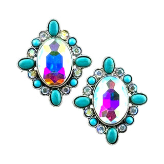 Western oval rhinestone post earring - Boutique Bella BellaEarrings