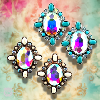 Western oval rhinestone post earring - Boutique Bella BellaEarrings
