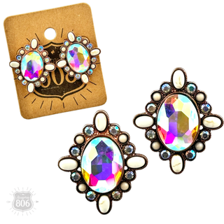 Western oval rhinestone post earring - Boutique Bella BellaEarrings