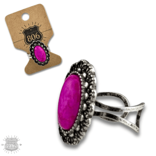 Western oval stone adjustable ring - Boutique Bella BellaRings
