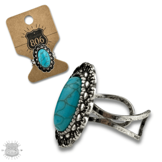 Western oval stone adjustable ring - Boutique Bella BellaRings