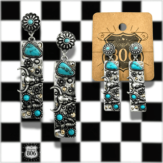 Western rectangle drop earring - Boutique Bella BellaEarrings