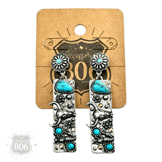 Western rectangle drop earring - Boutique Bella BellaEarrings
