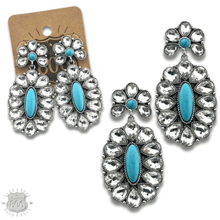 Western rhinestone concho earring - Boutique Bella BellaEarrings
