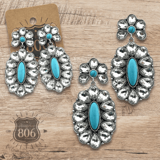 Western rhinestone concho earring - Boutique Bella BellaEarrings